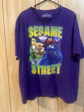 Sesame Street Purple Tee with Colorful Character Graphic